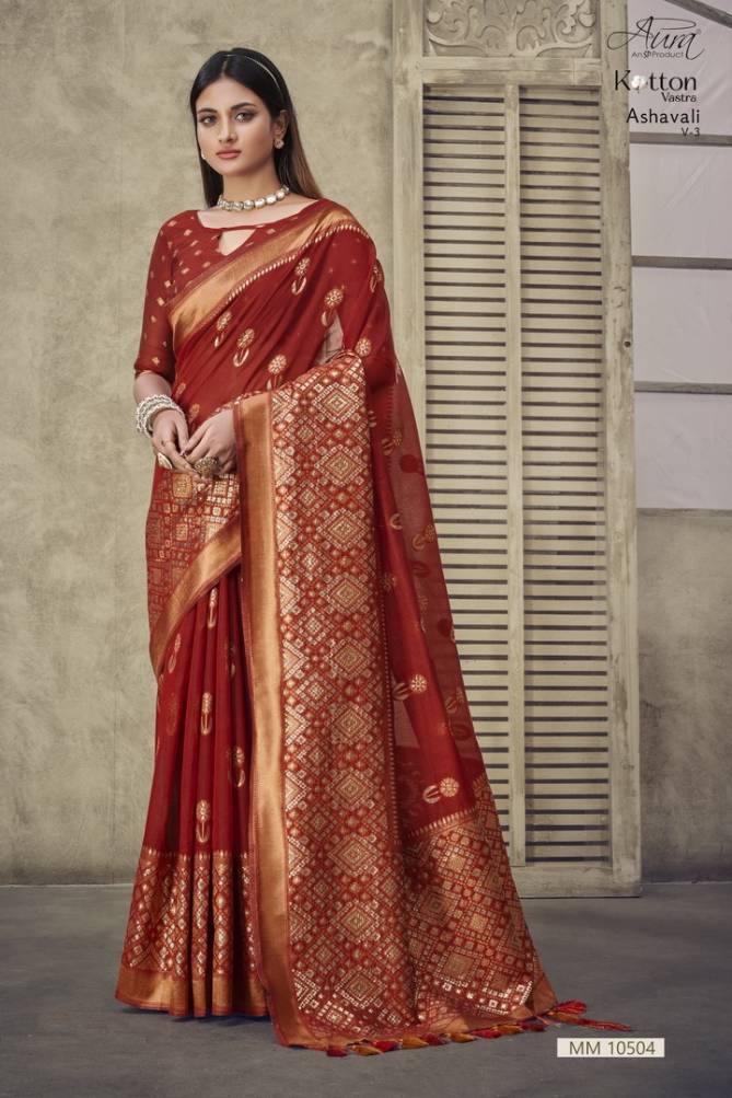 Aura Ashavali Vol 3 Heavy Festive Wear Wholesale Cotton Designer Sarees
